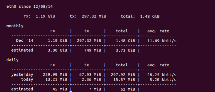Usa VnStat per monitorare il traffico di rete dalla riga di comando di Linux