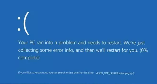 VIDEO TDR FEL BSOD Blue Screen of Death-fel
