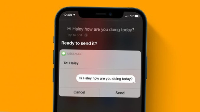 comando de voz para enviar texto iphone