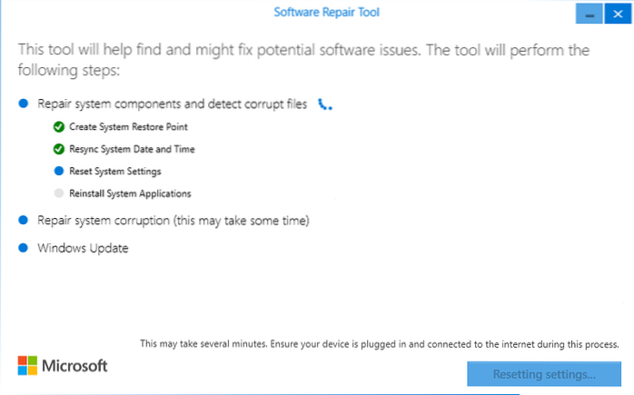 O que a ferramenta de reparo automático ou de reparo de software do Suporte da Microsoft faz