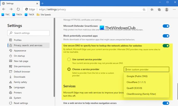 What is Secure DNS provider ? How To Change it in Microsoft Edge ?