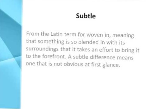 what is the meaning of subtle