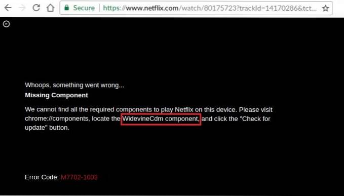 Errore del modulo di decrittografia dei contenuti Widevine in Google Chrome
