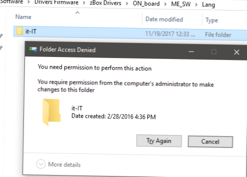 Windows 10 no puede eliminar el acceso a la carpeta denegado