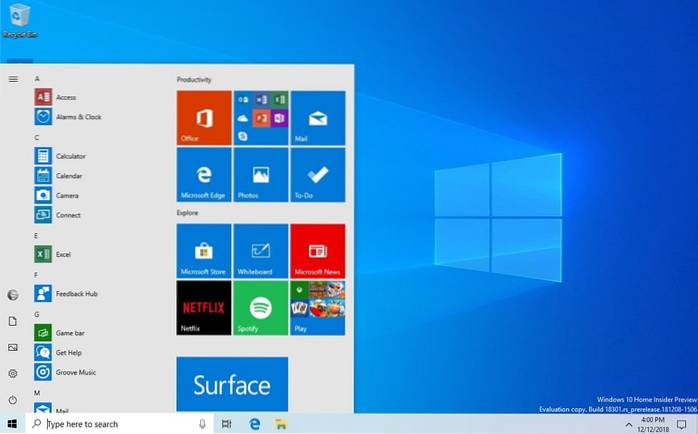 Windows 10 maggio 2019 Update (1903) Data di rilascio e nuove funzionalità