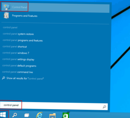 Windows 10 apri il Pannello di controllo
