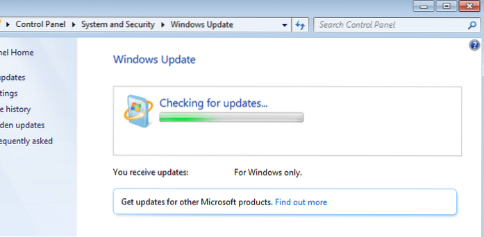 Windows 7 Blocat la ecranul „Verificarea actualizărilor” și consumă CPU mare