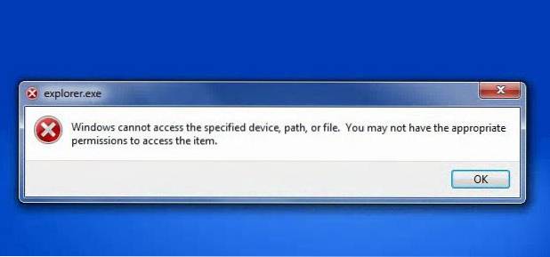 Windows nu poate accesa dispozitivul specificat, calea sau remedierea fișierului