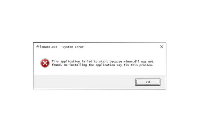 Winmm.dll is Missing or Not found error in Windows 10 Fix