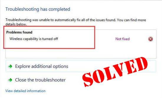 Wireless Capability Turned Off Error in Windows 10 Fix
