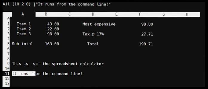 Psaní tabulek z příkazového řádku systému Linux