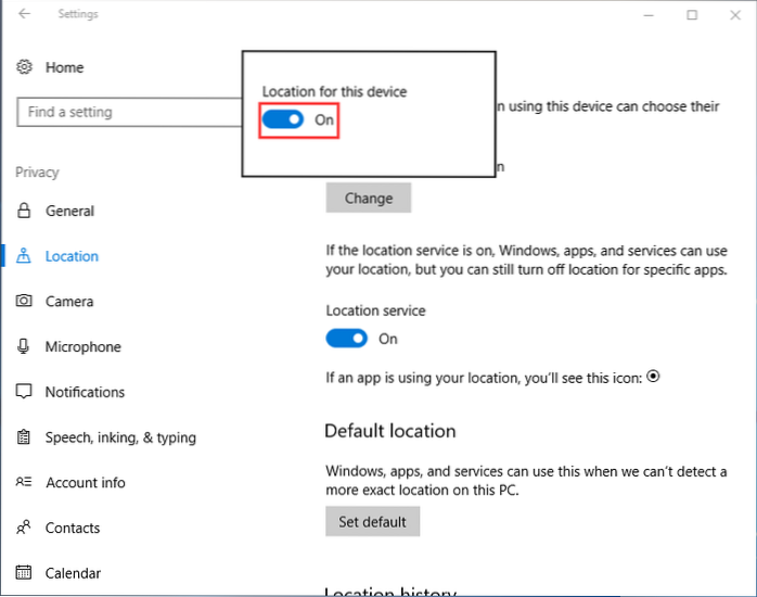 Your Location Is Currently In Use in Windows 10 Fix
