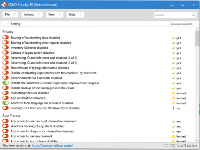5 Instrumente utile pentru gestionarea setărilor de telemetrie și îmbunătățirea confidențialității în Windows 10