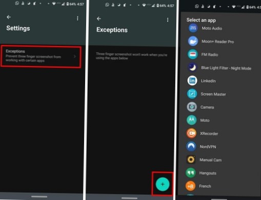 Gesto dello screenshot di Android 10