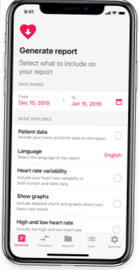 exportação de relatório de saúde da maçã