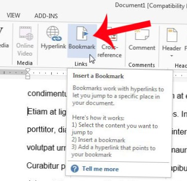bookmarks in word 2013