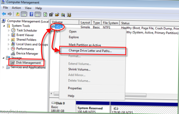 change drive letter windows 7