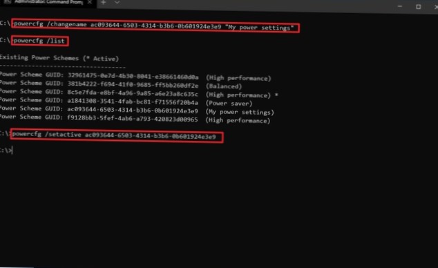 change power settings windows 10 command line