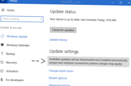 modifier les paramètres de mise à jour de windows windows 10