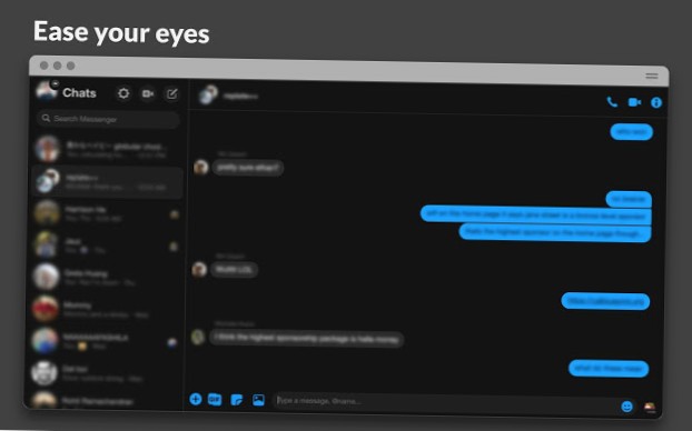 cărbune modul întunecat pentru messenger