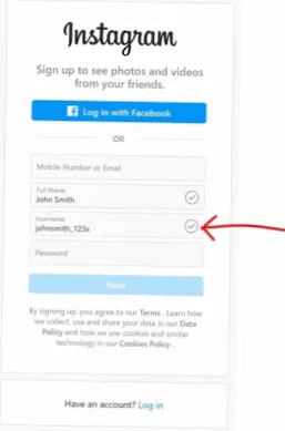 tjek brugernavn tilgængelighed instagram