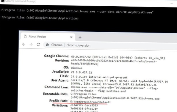 chrome cambia la directory dei dati utente