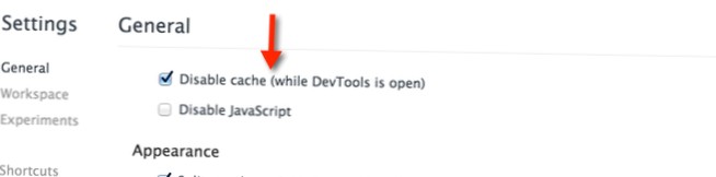 Chrome Cache deaktivieren