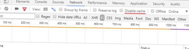 chrome cache uitschakelen zonder devtools