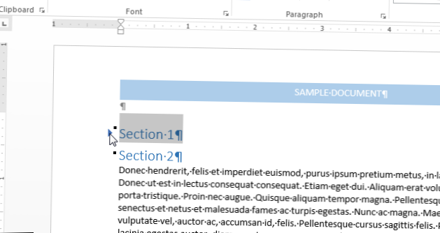 réduire ou développer des parties d'un document word mac