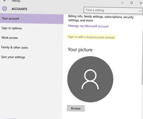 convertiți contul Microsoft la promptul de comandă local