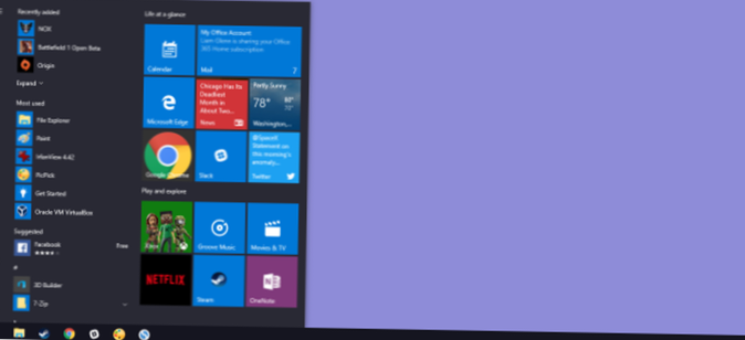 menú de inicio personalizado windows 10