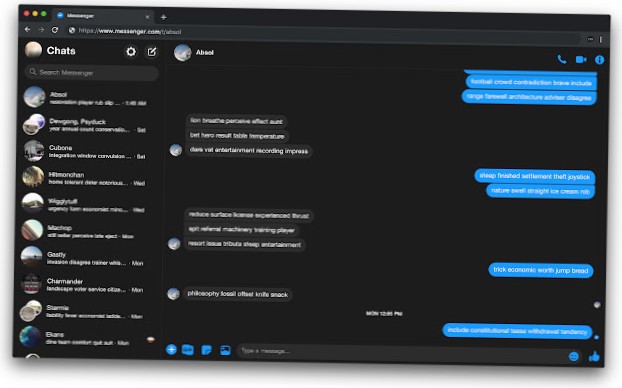 mørkt tema messenger