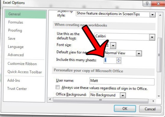 Standardarbeitsblatt beim Öffnen von Excel