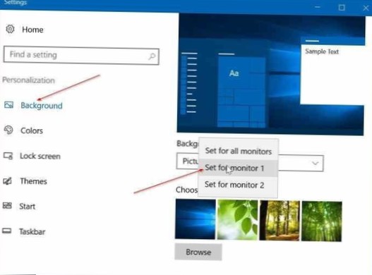 verschillende achtergrond voor elke monitor windows 10