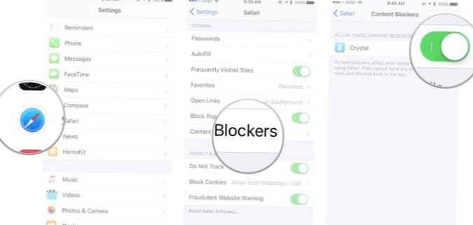 disable content blocker safari