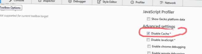 schakel javascript-cache uit