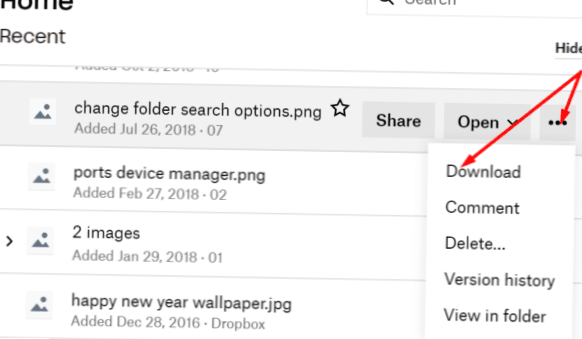 dropbox-kommentarer vises ikke