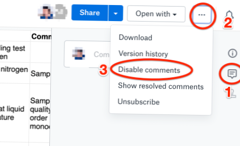 dropbox deaktivovat komentáře