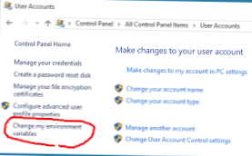 Modifier les variables d'environnement pour votre compte