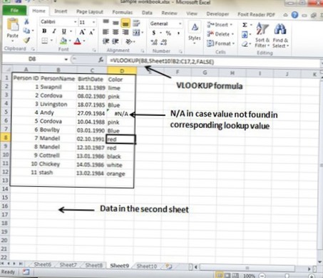 excel cross reference table