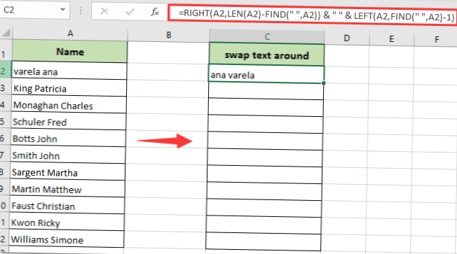excel swap text in cell