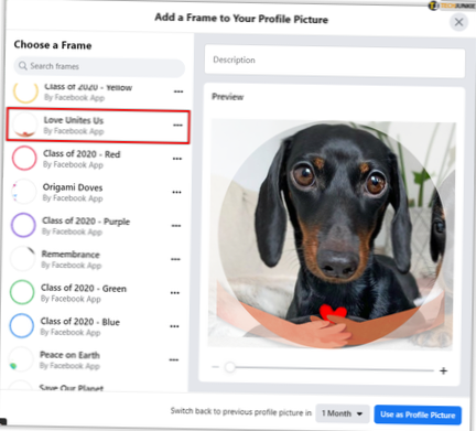 Facebook photo de profil temporaire 2020
