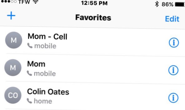 favorites on iphone