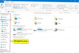 navigační podokno Průzkumník souborů Windows 10
