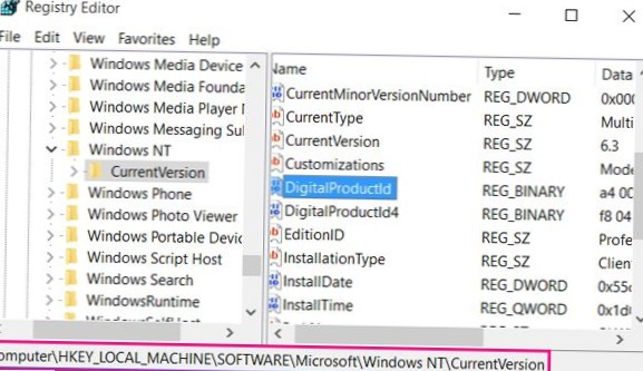 finn Windows 10 produktnøkkel i registeret