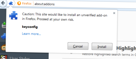 firefox zabránil tomuto webu v instalaci neověřeného doplňku