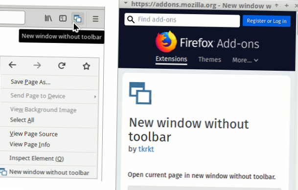 Firefox skjul alle verktøylinjer