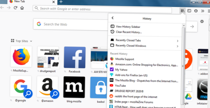 historique de recherche de Firefox