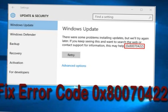 opravit chybu aktualizace Windows 10