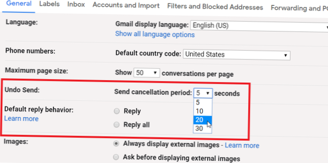 Gmail annulla l'invio